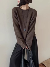 纯澳毛材质七针圆领羊毛衫2024年秋季长袖套头，女装羊毛衫，浩新羊绒