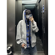 【有货】假两件格子拼接卫衣男款设计感连帽开衫外套JL97CC-特P68，男装卫衣，星座1007（原301D）