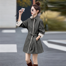 现货2025秋装新款时尚欧美风中长款收腰女风衣，女装风衣，木子恋