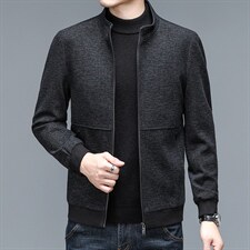 春秋季中年男士夹克男爸爸秋冬装外套毛呢中老年人上衣服2023新款，男装夹克，电商B212（原钱塘6029）