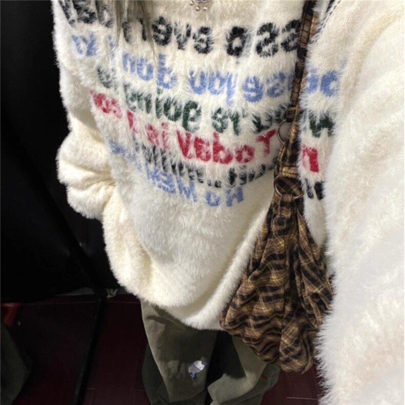 美式字母马海毛毛衣男秋冬款慵懒风圆领针织衫情侣外套MY121-P43,男装针织衫/毛衣,星座208-5