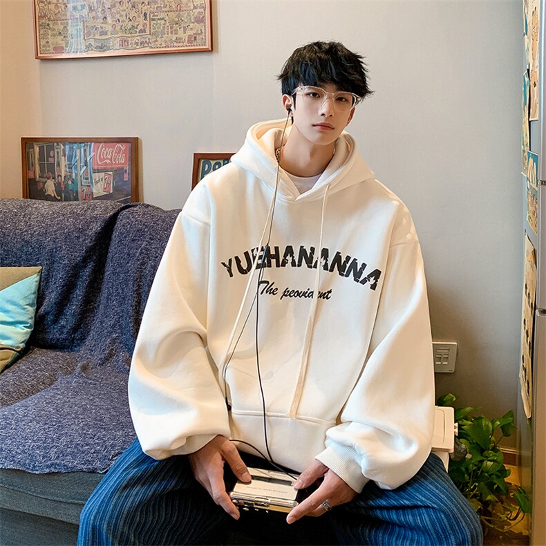 抖音供货、复合360克现货字母印花连帽卫衣宽松D223A-WY224-P50,男装卫衣,电商019-1