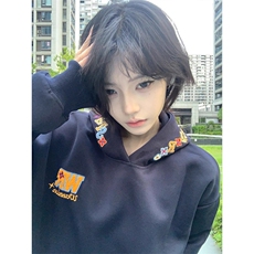 1506-1/WW061/P46潮牌藏青色彩色字母刺绣卫衣情侣男女同款，男装卫衣，星座1506-1