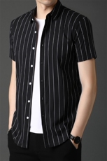 C6850男士2023年夏季新款短袖衬衣修身休闲条纹潮流衬衫P60，男装衬衫，电商B360