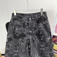 美式复古小众帆布蛇纹迷彩牛仔裤男高街潮牌宽松直筒裤B27/P48，男装牛仔裤，星座506B
