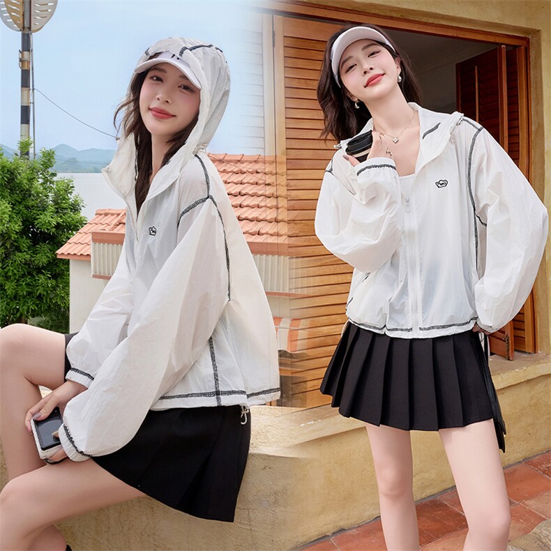 高端时尚防晒衣女2025夏季新款洋气宽松小个子连帽防晒冰感服外套，女装防晒衣，依路服饰