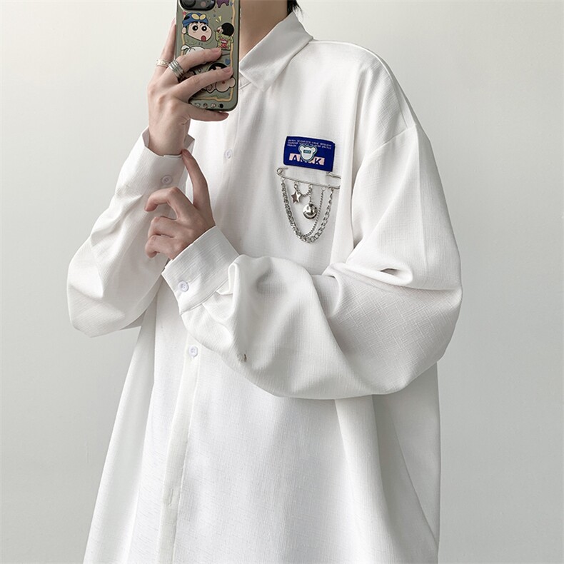 已出货宽松挂链长袖衬衫男KD626-P30,男装衬衫,电商D312-1