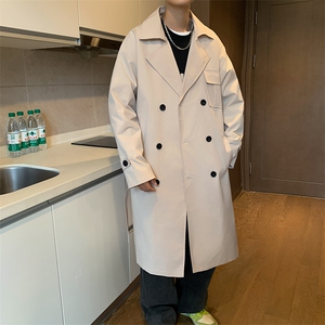 秋装现货双排扣长款过膝风衣男大码男中长款大衣男上衣F8901-特75图片