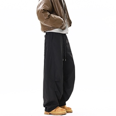 美式双层夹棉褶皱加绒弯刀裤宽松保暖阔腿裤3XZ502-K797-P75控108，男装休闲裤，星座502