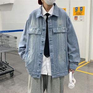 美式复古高街牛仔外套男秋季ins潮牌渐变扎染夹克JK0332-P65图片