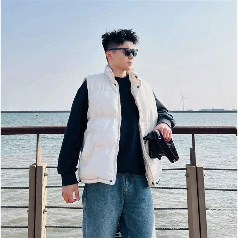 现货5W件冬季三防硬挺boxy短款立领棉衣马夹外套加厚马甲保暖棉服,男装棉衣,电商A443