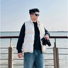 现货5W件冬季三防硬挺boxy短款立领棉衣马夹外套加厚马甲保暖棉服，男装棉衣，电商A443