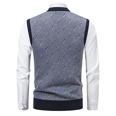 秋冬季加绒休闲爸爸装马甲套头宽松中老年款坎肩毛衣背心M35，男装针织衫/毛衣，星座1706