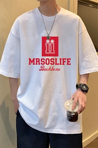 T761大码宽松纯棉运动圆领体恤衫oversize短袖T恤男重磅T图片