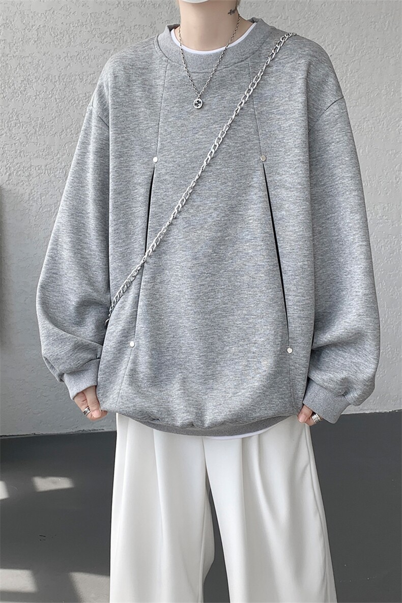 WY10152-特P45控78小众撞色拼接破缝假两件大码男大码情侣卫衣,男装卫衣,电商A059