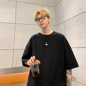 港风可拆卸四芒星多色短袖T恤男DT77783P16块特价：供抖音视频图片