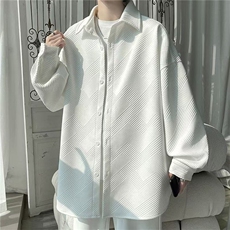 C86-P32港风提花长袖衬衫男春秋季简约日系宽松衬衣外套，男装衬衫，电商B323A