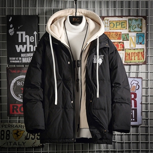 冬季假两件大码保暖带帽印花白鸭绒羽绒服 Y5816-P190【特价】图片