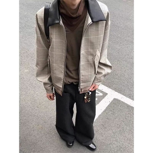 2025年撞色外套春秋季男女新款休闲宽松复古廓形工装夹克上衣图片