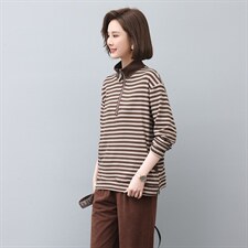 2022秋季新款半开条纹卫衣时尚优雅套头长袖休闲立领卫衣，女装卫衣/绒衫，独衣靓