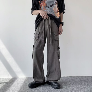 美式高街工装裤男女2023新款设计感嘻哈宽松显瘦高腰阔腿休闲裤图片
