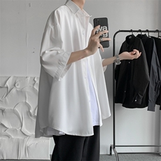 纯色内搭短袖衬衫男港风夏季清爽外穿衬衣C037-P28，男装衬衫，电商D202-1