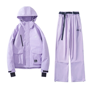 冬季防水拉链魔术贴男女情侣单板滑雪服套装M69+K1077J加绒-P245图片