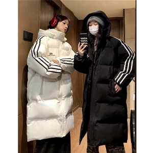 中性 过膝棉衣 织带三条杠长款加厚情侣羽棉服 外套男 G1076 P168图片