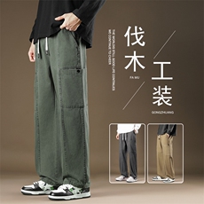 秋冬款男休闲工装裤大口袋纯棉直筒宽松长裤加大码M-5XLH650P40，男装休闲裤，星座1013-1