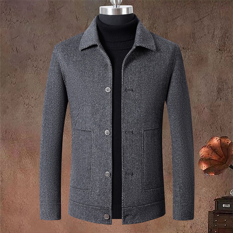 男士羊毛呢大衣冬季加厚羽绒内胆可脱卸休闲保暖外套中年爸爸装，男装毛呢大衣，电商B212（原钱塘6029）