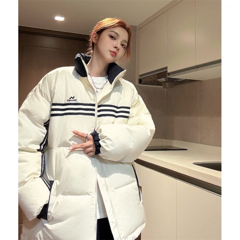 冬装中性美式条纹织带棉服刺绣logo棉衣休闲外套男女G1100P118,男装棉衣,电商A339