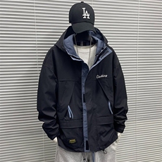 W9205-P75网图现货春季新款连帽户外冲锋衣休闲宽松夹克工装外套，男装夹克，星座1608-2