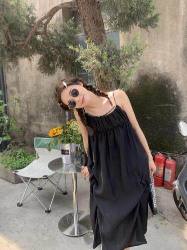 新款设计感链条??天丝吊带连衣裙，女装背心吊带，UPUP