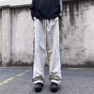 休闲裤男士春秋季薄款宽松直筒裤子美式青少年男生速干运动长裤图片