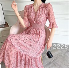 【现货】2022夏季新款韩版碎花雪纺连衣裙，女装连衣裙，珍·洛曼