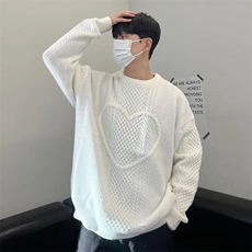 ins风秋冬圆领毛衣男装宽松爱心提花针织衫毛衫XZ716A-MS905P75，男装针织衫/毛衣，星座716A（原星座815-4）