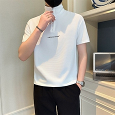 店主风社会小伙男士异色翻领刺绣POLO衫短袖T恤301A-1/PL106/P55，男装T恤，星座301A-1
