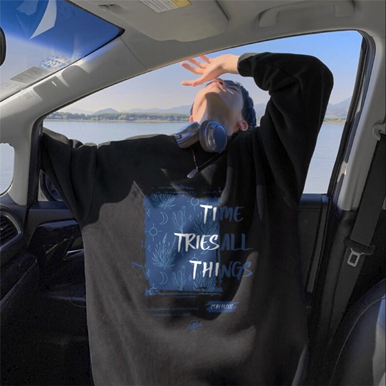 圆领卫衣男春秋新款美式复古卫衣青少年休闲无帽卫衣外套男生，女装短外套，星座1210-1