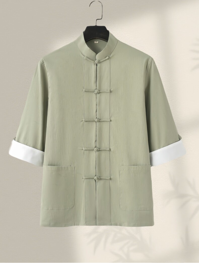 夏唐装风盘扣新中式七分袖棉麻复古居士服茶服GF2503-P60,男装衬衫,星座1105-3