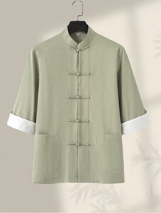 夏唐装风盘扣新中式七分袖棉麻复古居士服茶服GF2503-P60图片