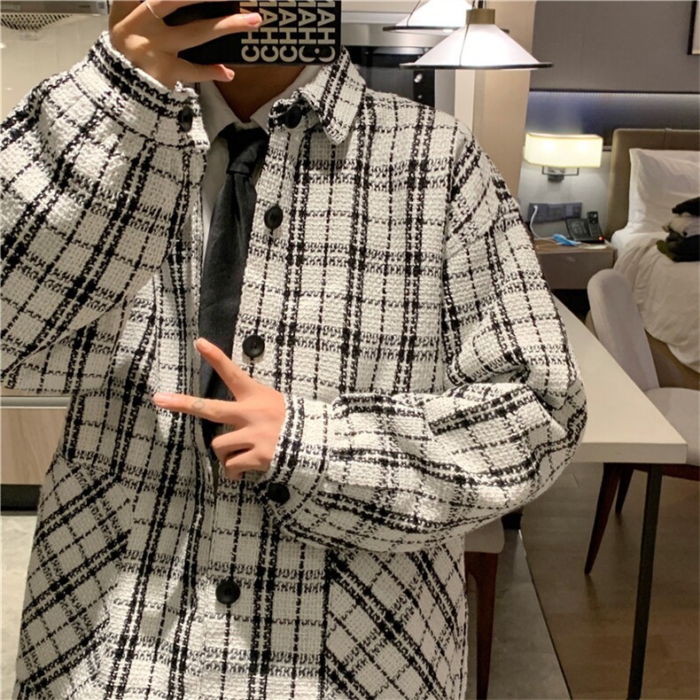 呢料加厚港风情侣宽松大码夹克外套男//A338-1W15P90,男装夹克,电商D325