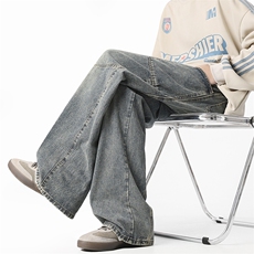 美式高街牛仔裤男潮牌个性显高设计感休闲裤G680/P60，男装休闲裤，电商D202
