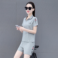 运动服套装女夏季2023年新款时尚洋气休闲女装夏天纯棉短袖两件套，女装运动套装，燕颉服饰