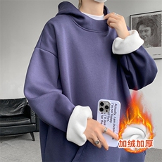 8XL-M连帽卫衣硬挺连帽卫衣男美式复古重磅帽衫加绒外套WY9105P68，男装卫衣，电商B238