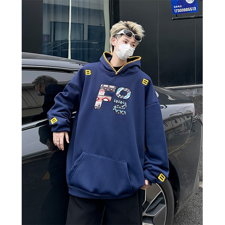 潮民族风刺绣卫衣男女春秋季美式高街重磅连帽衫外套EG130/P55,男装卫衣,星座506