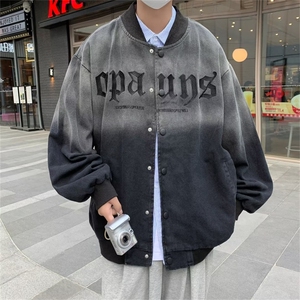 高街hiphop水洗做旧渐变外套秋季复古情侣宽松棒球服 W5487-P65图片