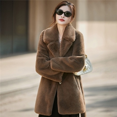 2025年秋季新款百搭女士西服领腰带外套，女装针织衫/毛衣，圣丽羊绒