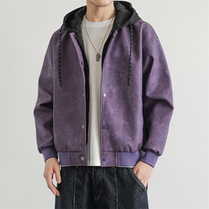 假两件机车服皮衣外套男高级感痞帅宽松休闲pu皮夹克JK0196-P93图片