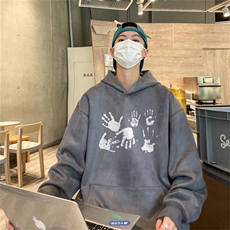 特P43控78秋季360G麂皮绒印花宽松休闲连帽卫衣JWY3271，男装卫衣，电商B370