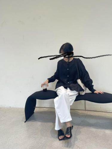 微透感细扣长袖上衣，其它，Vase